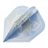 Target Adrian Lewis Showdown Pro Ultra No.6 flight – angled view showing the pale blue Jackpot star print