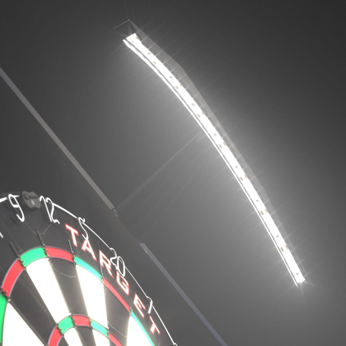 Close-up of the Arc Cabinet Light LED bar lit, showing the bright white light strip