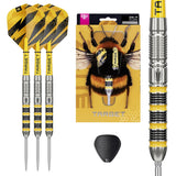 Target Buzz 01 darts set of three with retail packaging and barrel close-up