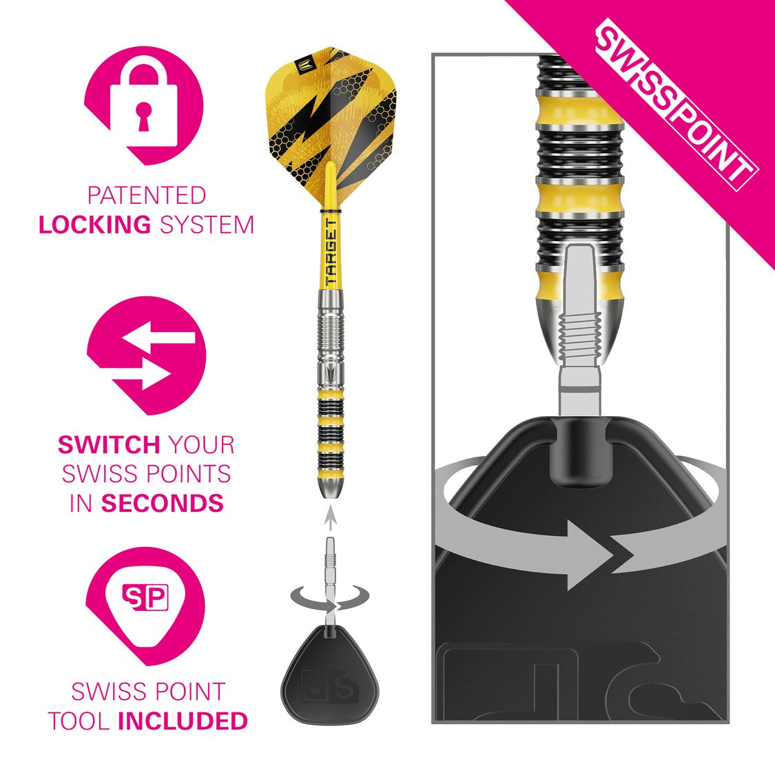 Target Buzz 01 Swiss Point locking system – switch points in seconds with the included tool