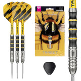 Target Buzz 02 darts set of three with retail packaging and barrel close-up
