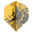 Single yellow No.2 dart flight featuring bold bee illustration and Pro Ultra textured pattern, isolated for dart accessories display