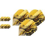 Three sets of No.6 shape yellow dart flights with bee design, arranged on white background for dart accessories buyers
