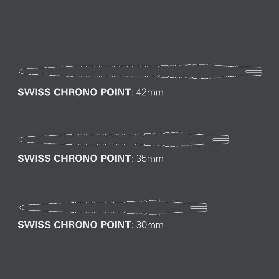 Target Chrono Swiss Storm Points – 30mm, 35mm and 42mm lengths