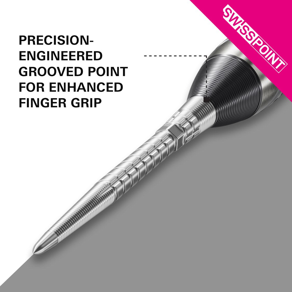 Target Chrono Swiss Storm Points silver – close-up of the precision grooved tip