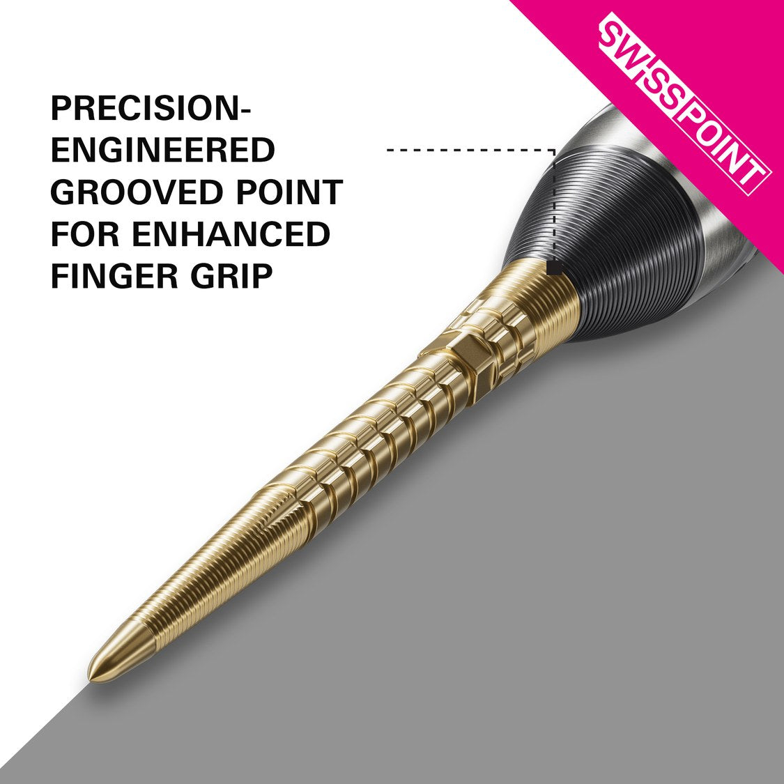 Target Chrono Swiss Storm Points gold – close-up of the precision grooved tip