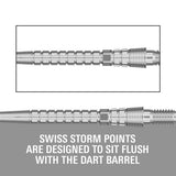 Target Chrono Swiss Storm Points silver – designed to sit flush with the dart barrel