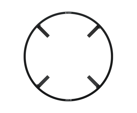 Top-down view of dartboard LED light ring with four brackets, isolated on white, ideal for shadow-free darts setup