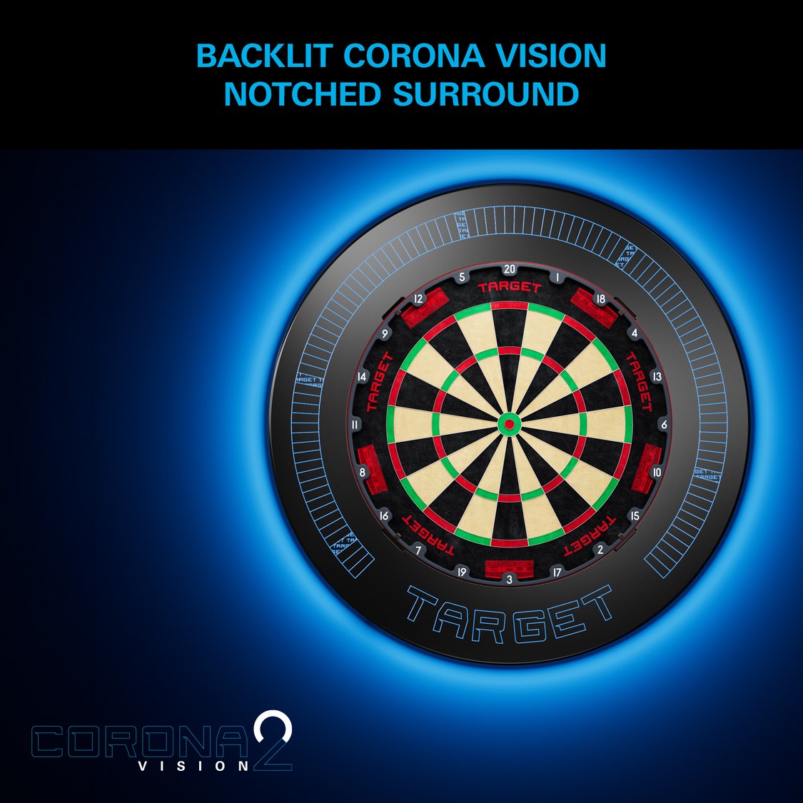Target Corona Vision Notched Surround – backlit by the Corona Vision light
