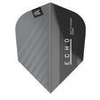 Target Echo Pro Ultra No.6 dart flight upright on a white background, grey and black design