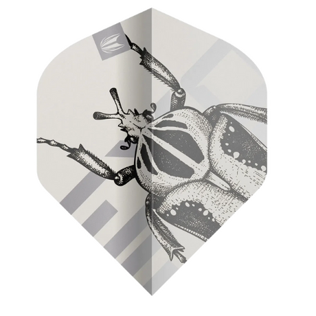 Close-up of No.2 dart flight with detailed beetle illustration, pro ultra finish, isolated on white for dart equipment buyers