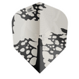 Target EXO Pro Ultra No.6 dart flight upright on a white background, silver and black patterned design