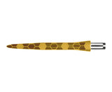Gold Firestorm Onyx dart point full side view, hexagonal grip texture and precision machined tip, isolated on white background