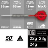 Target Group O 01 specification – 35mm Swiss Point, 55mm barrel, 50% tungsten, 22g, 23g and 24g