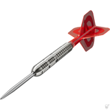 Target Group O 03 dart – angled view of the silver 50% tungsten barrel with flight and shaft fitted