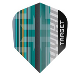 Target Hydro Pro Ultra No.6 dart flight upright on a white background, teal and silver design