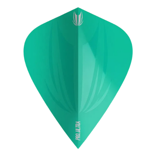 Aqua kite-shaped dart flight with embossed pattern and Pro Ultra logo, isolated on white for dart accessories