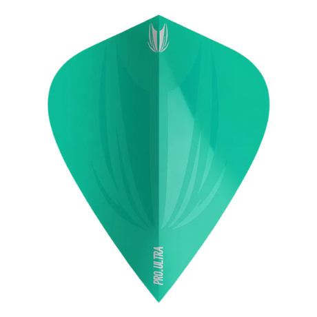 Aqua kite-shaped dart flight with embossed pattern and Pro Ultra logo, isolated on white for dart accessories