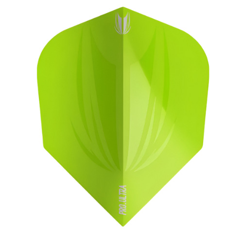 Lime green No.6 dart flight full view on white background with Pro Ultra text and embossed texture for enhanced dart stability