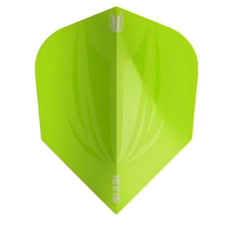 Lime green No.6 dart flight full view on white background with Pro Ultra text and embossed texture for enhanced dart stability