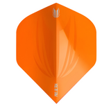 Orange Pro Ultra No.2 dart flight full view on white background showing sharp winged design and smooth texture for dart accuracy