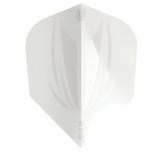 Top-down view of single white No.6 dart flight with embossed detailing and Pro Ultra text, isolated on white background