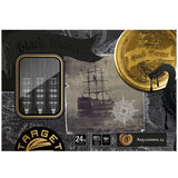 Boxed set of 90% tungsten steel tip darts on black packaging, three darts visible with detailed barrel grip and 24g weight marking