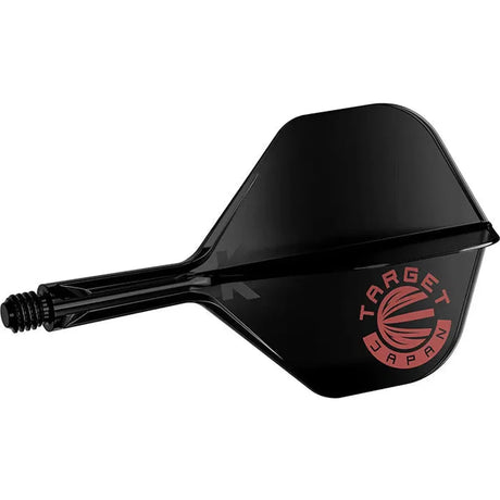 Black dart flight with stem in full view on white background, featuring red Target Japan logo and integrated design, No.2 shape.