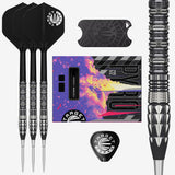 Target Japan Pyro G12 darts set – three assembled darts with retail packaging, point guard and barrel close-up