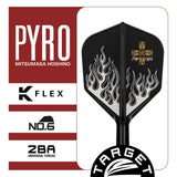 Pyro G2 K-Flex No.6 close-up – slimline flight shape with white flame artwork and 2BA universal thread