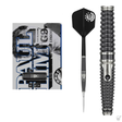 90% tungsten darts set with boxed packaging, full assembled dart, and close-up of precision grip barrel for advanced dart players