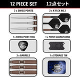 Target Japan Paul Lim Legend G10 twelve-piece set – Swiss Points, K-Flex No.2 flights, barrels, Swiss Point tool, point guard and storage tin