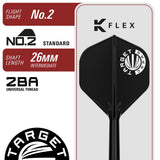 Target Japan Paul Lim Legend G10 K-Flex No.2 flight and shaft specification – 26mm intermediate shaft, 2BA universal thread