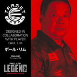 Lifestyle promo image showing Paul Lim collaboration for Generation 8 90% tungsten darts, features player portrait and branding