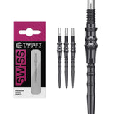 Black Japan Premium Swiss Points, blister pack of three with a close-up of the black coating