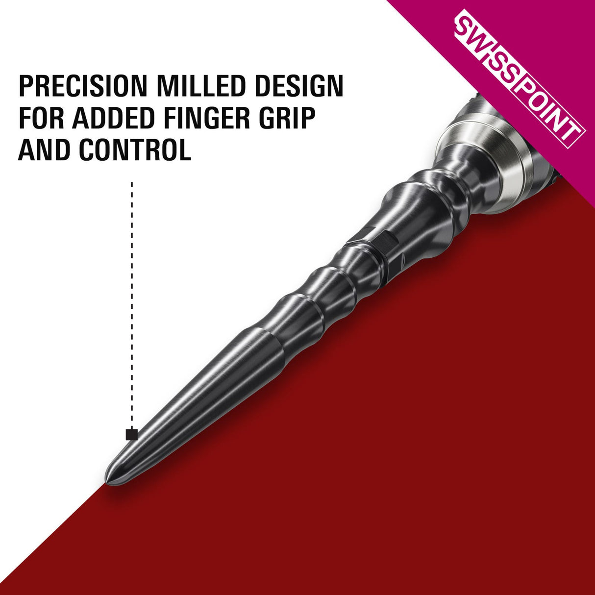 Precision milled design on the Japan Premium Swiss Point for added finger grip and control