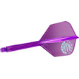 Purple No.6 K-Flex dart flight and shaft combo in full side view, isolated on white, showing integrated molded design.