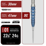 Target Japan Sereno G3 specification – 30mm Swiss Point, 47mm barrel, 90% tungsten, 22g and 24g weights