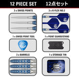 Target Japan Sereno G3 twelve-piece set – Swiss Points, K-Flex No.2 flights, barrels, Swiss Point tool, point guard and storage tin