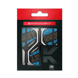 Josh Rock K-Flex No.2 dart flights and shafts in retail packaging, blue and black design, standard No.2 size, packaged set