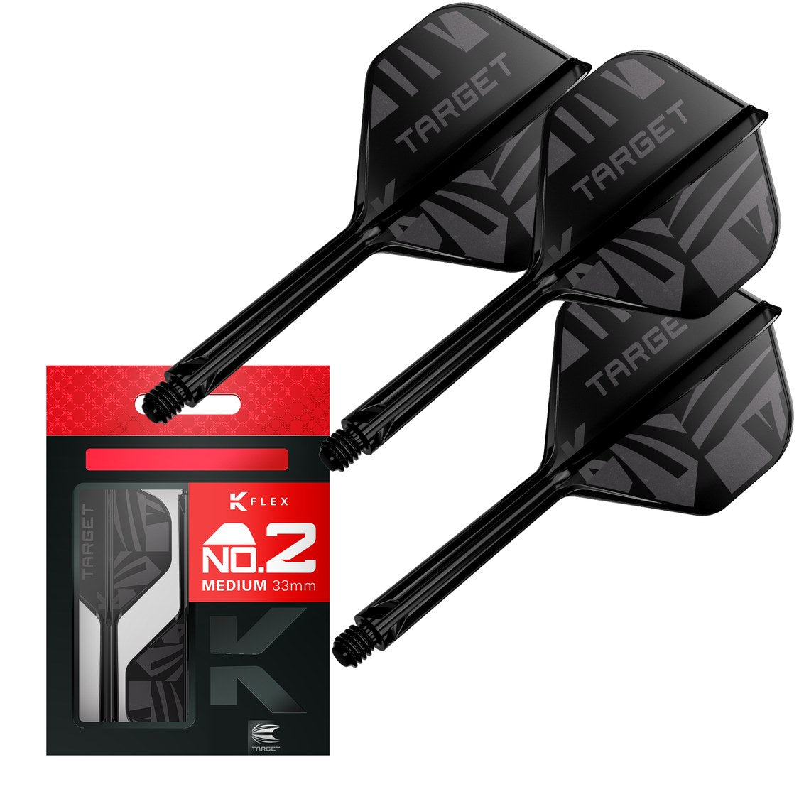 Target K-Flex Black No.2 medium – three integrated flights and shafts with packaging