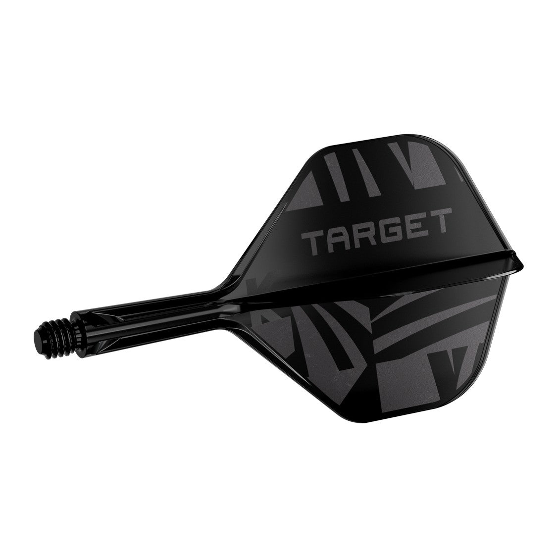 Target K-Flex Black No.2 – angled view of the moulded black flight and shaft