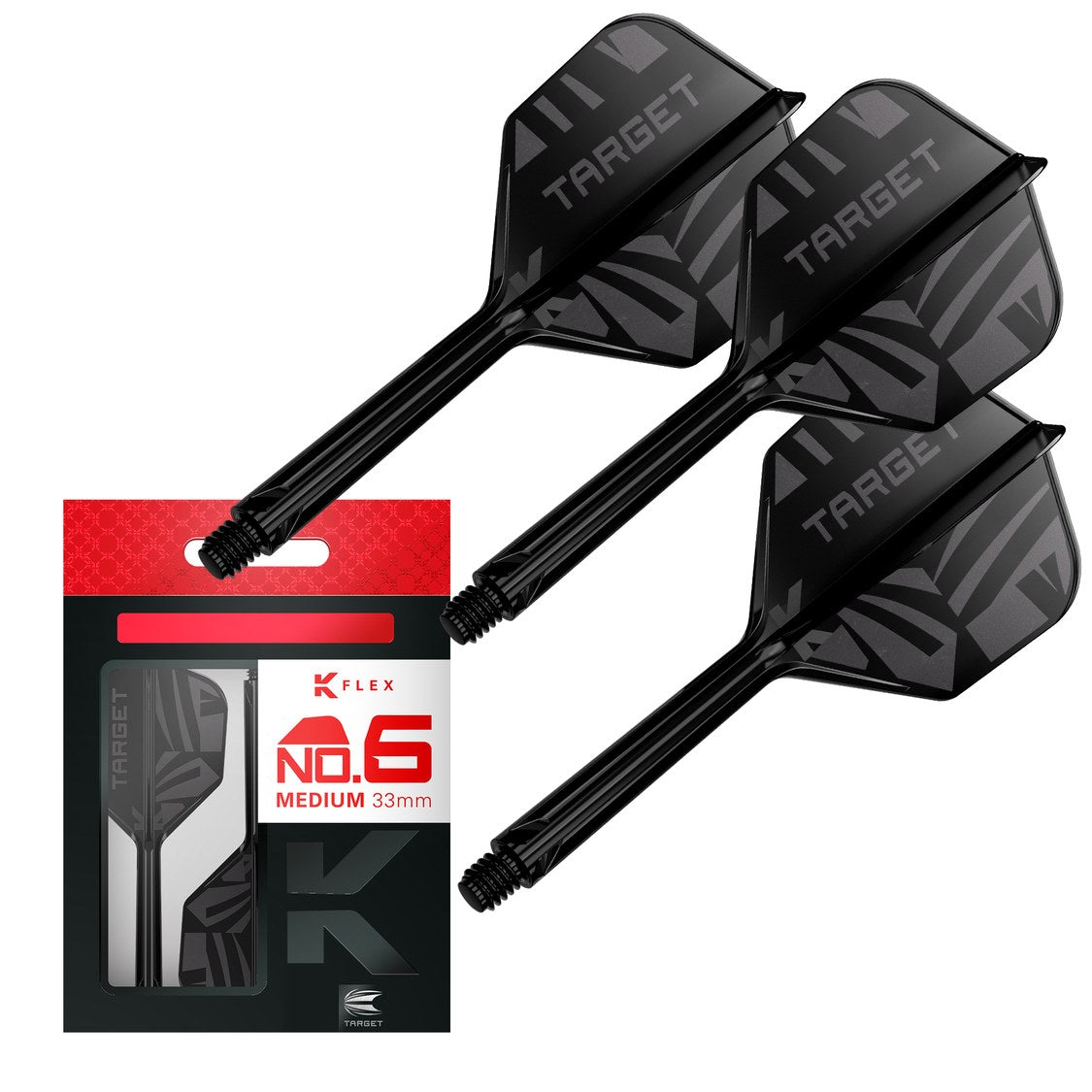 Target K-Flex Black No.6 medium – three integrated flights and shafts with packaging