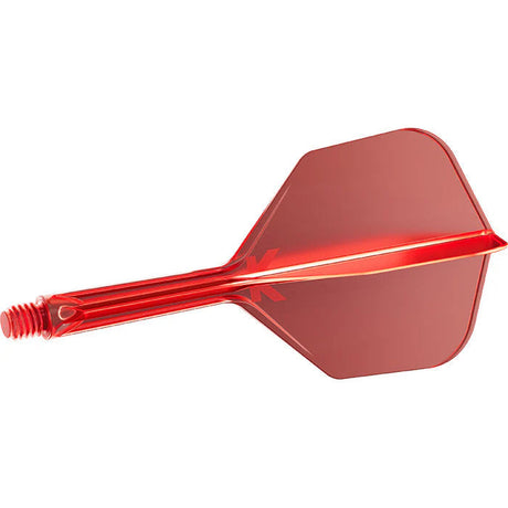 Red dart flight and shaft system No.6 fully isolated, full product view showing molded integrated design for dart setup