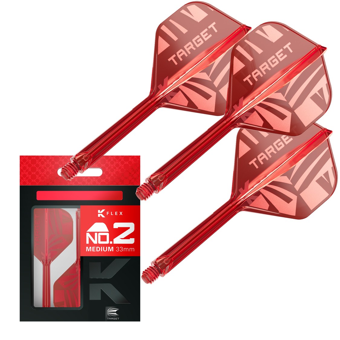 Target K-Flex Red No.2 medium – three integrated flights and shafts with packaging