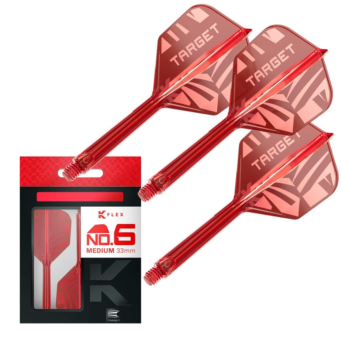 Target K-Flex Red No.6 medium – three integrated flights and shafts with packaging