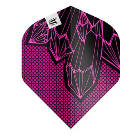 Target Lorraine Winstanley G2 Pro Ultra No.2 dart flight upright on a white background, pink and black design