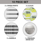 Target Luke Littler Fallout set contents – barrels, Swiss FLT Points, K-Flex flights and Premium Swiss Key