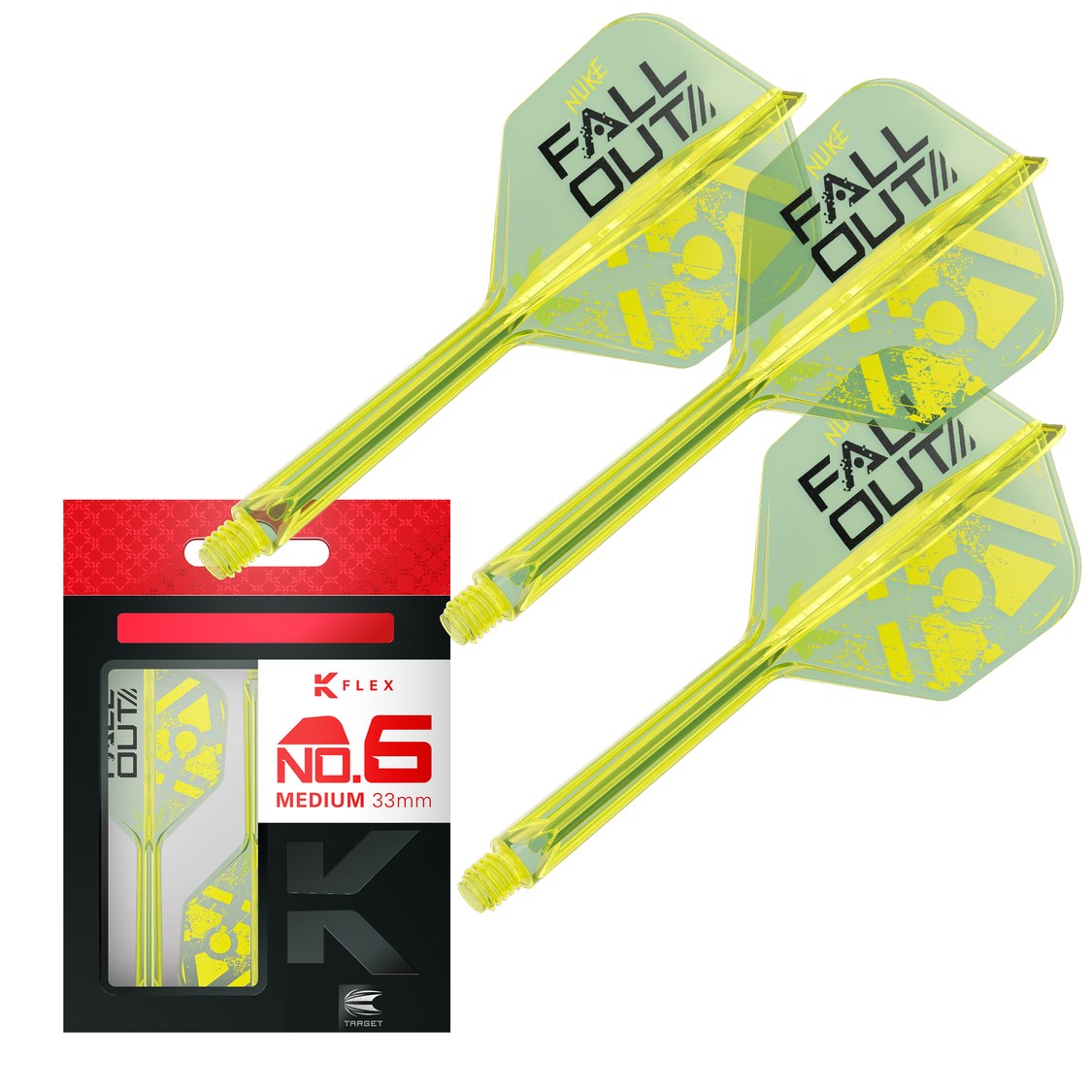 Target Luke Littler Fallout K-Flex No.6 medium – three integrated flights and shafts with packaging