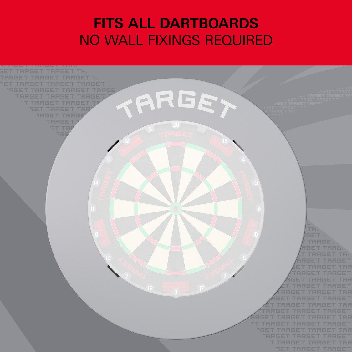 Target Notched Surround in grey – fits all dartboards, no wall fixings required